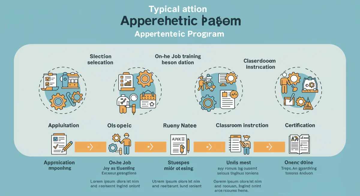 Infographic showing the stages of an apprenticeship program