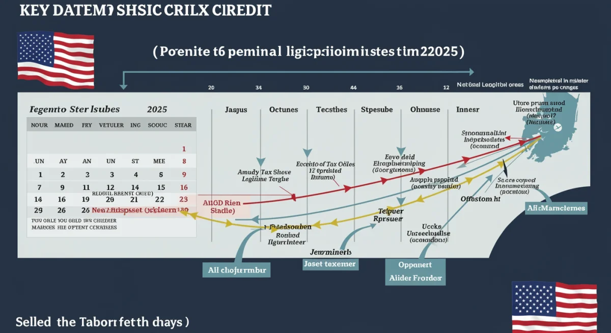 Timeline graphic depicting potential legislative milestones and payment schedules for the Child Tax Credit in 2025