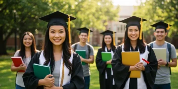 College students smiling and walking on campus, symbolizing educational opportunities funded by Pell Grants.