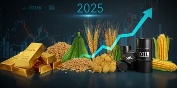 Diverse commodities including gold, oil, and agricultural products forecasting 2025 trends