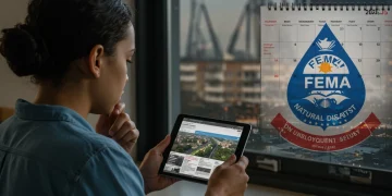 Person reviewing disaster news and DUA information for 2025