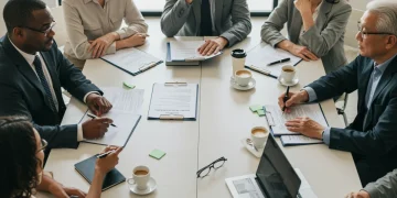 Diverse group discussing estate planning documents in 2025