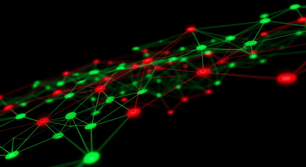 Intricate network diagram illustrating evolving cyber threats and defense strategies.