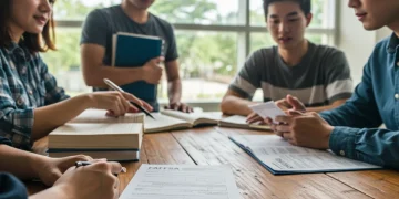 College students reviewing FAFSA forms for 2025-2026 financial aid updates