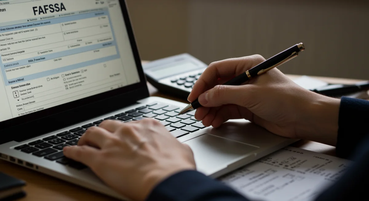 Filling out FAFSA form on a laptop for student aid