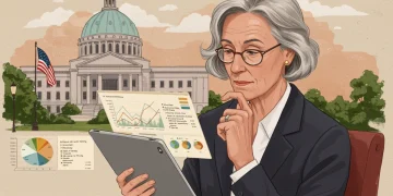 Federal employee reviewing FERS 2025 retirement plan on tablet