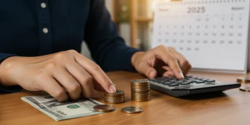 Financial planning for emergency fund 2025 with money and calculator