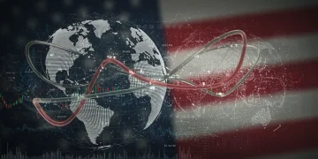 Abstract representation of geopolitical events influencing US financial markets