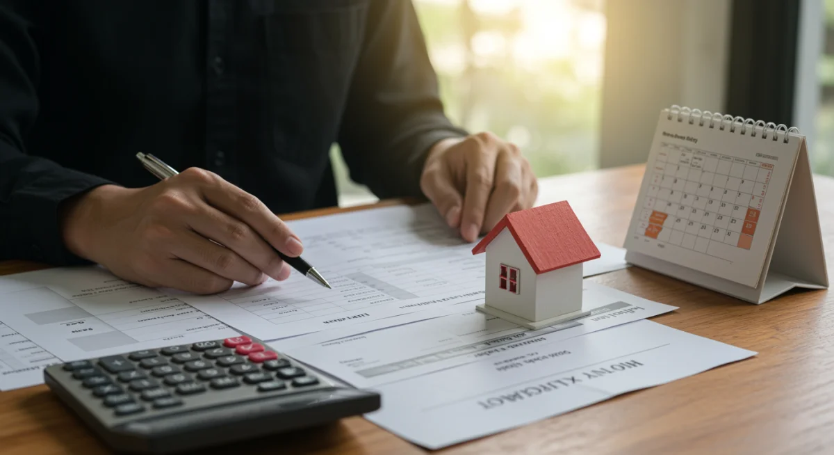 Homeowner reviewing property tax and insurance documents
