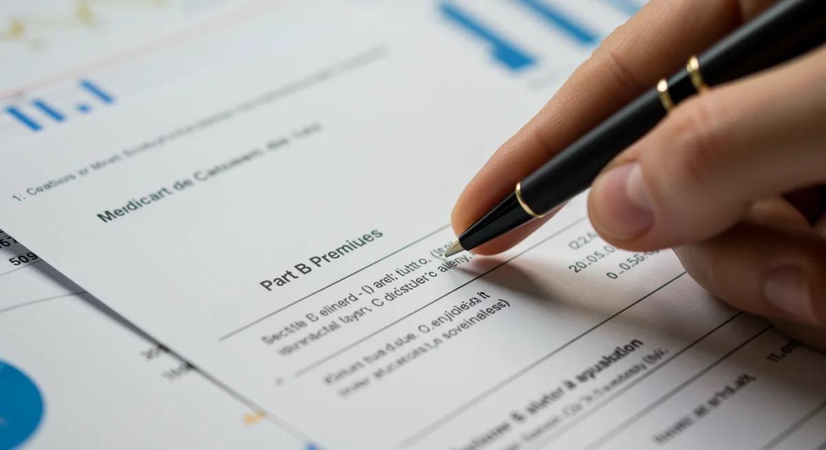 Hand highlighting Medicare Part B premium on statement