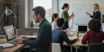 Online vs in-person professional development efficacy comparison 2025