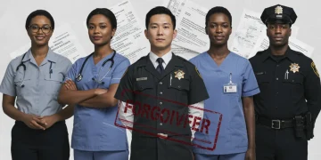 Public service professionals celebrating student loan forgiveness