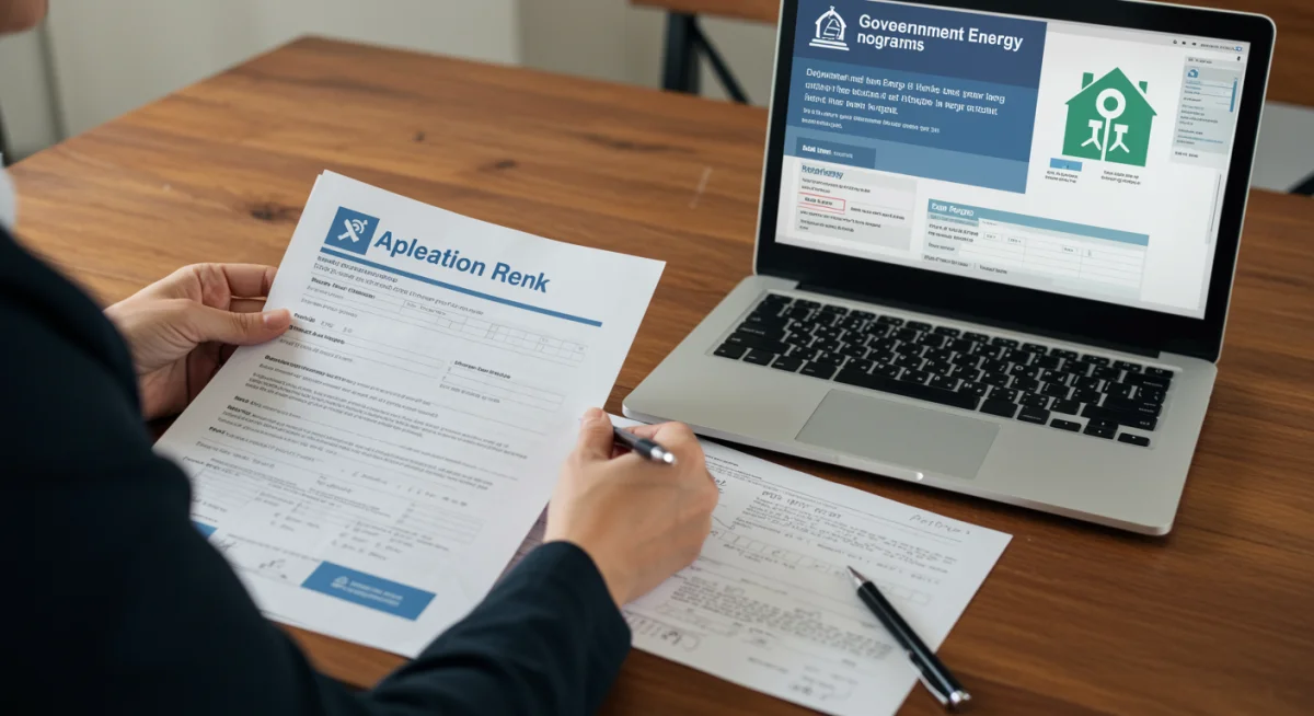 Person reviewing LIHEAP application documents and online resources