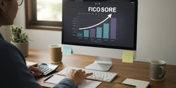 Graph showing a rising FICO credit score, symbolizing credit improvement and financial growth.