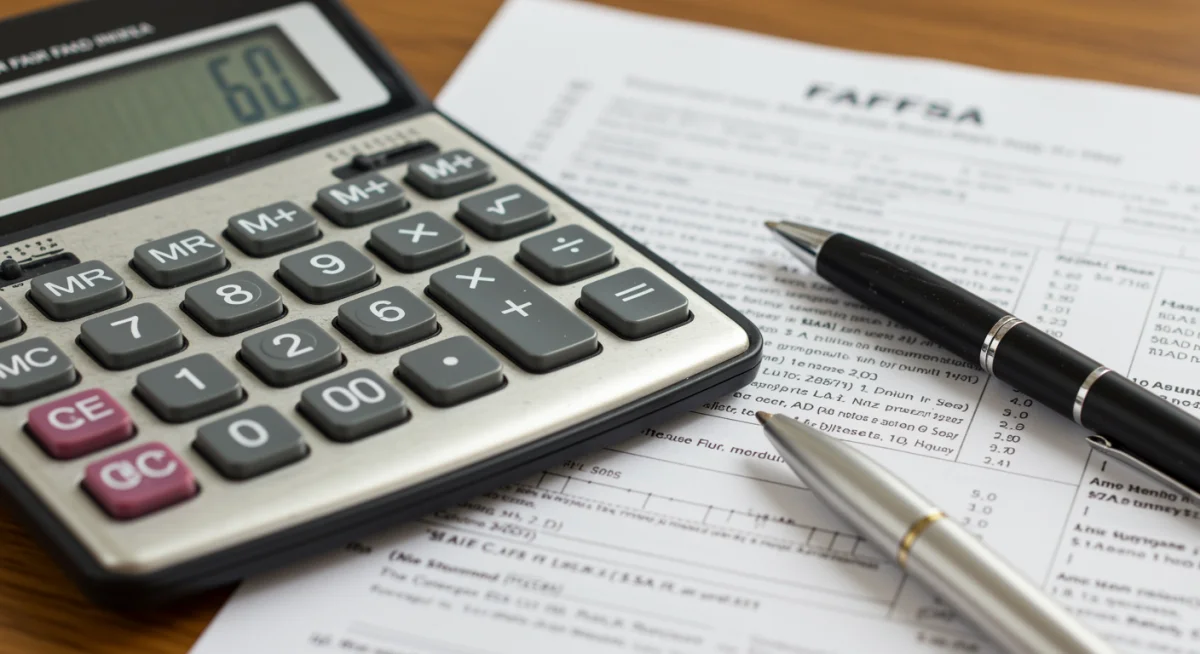 Calculator and FAFSA form illustrating Student Aid Index (SAI) changes