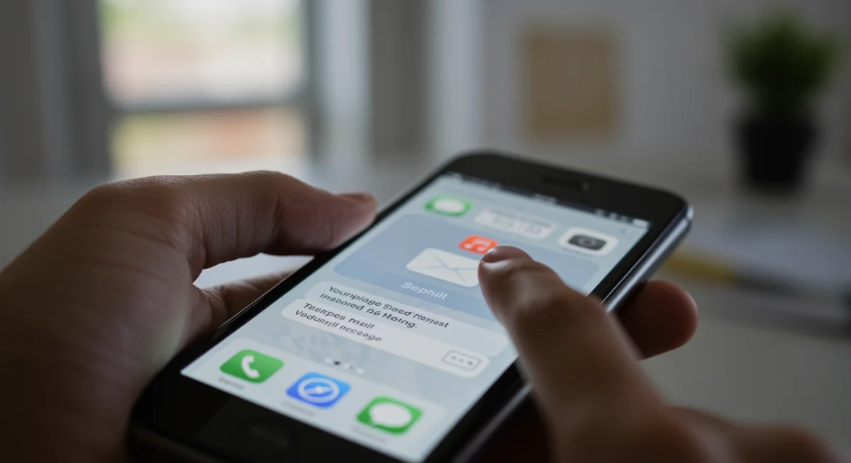 Suspicious text message on smartphone, illustrating a common digital scam tactic.