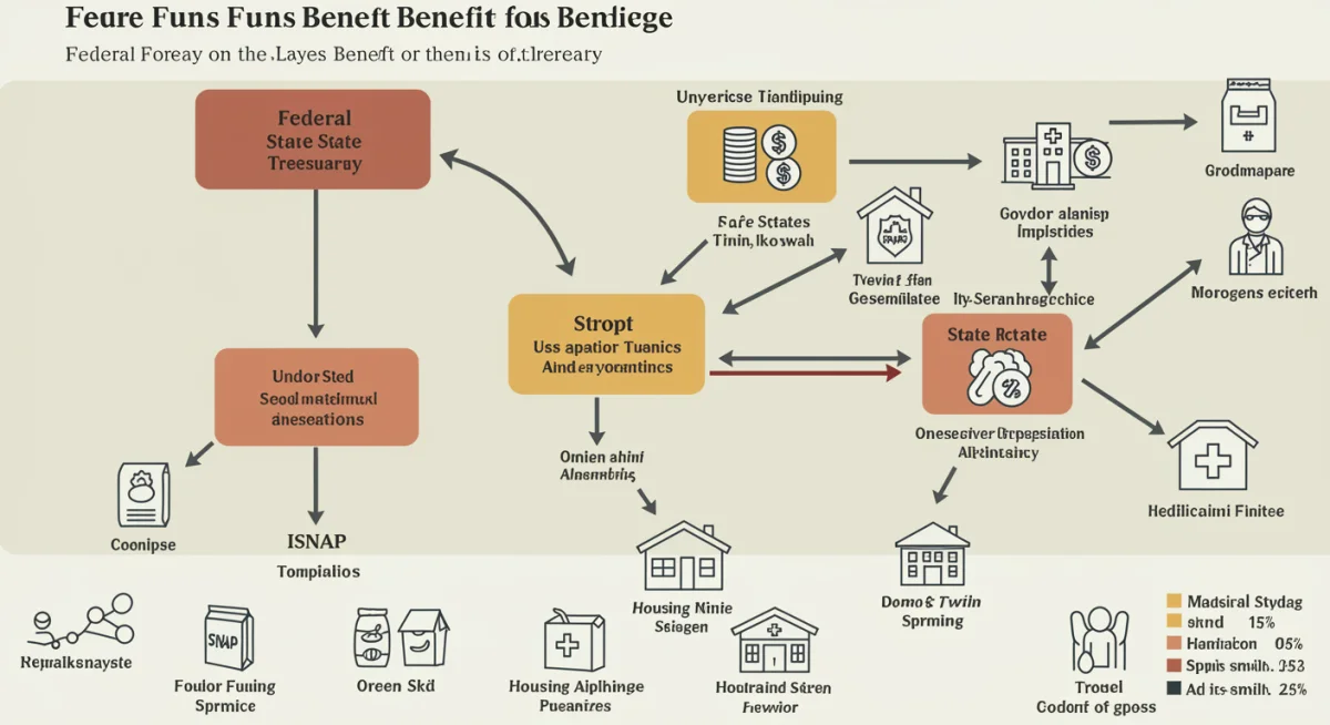 Infographic showing federal funding distribution to state benefit programs