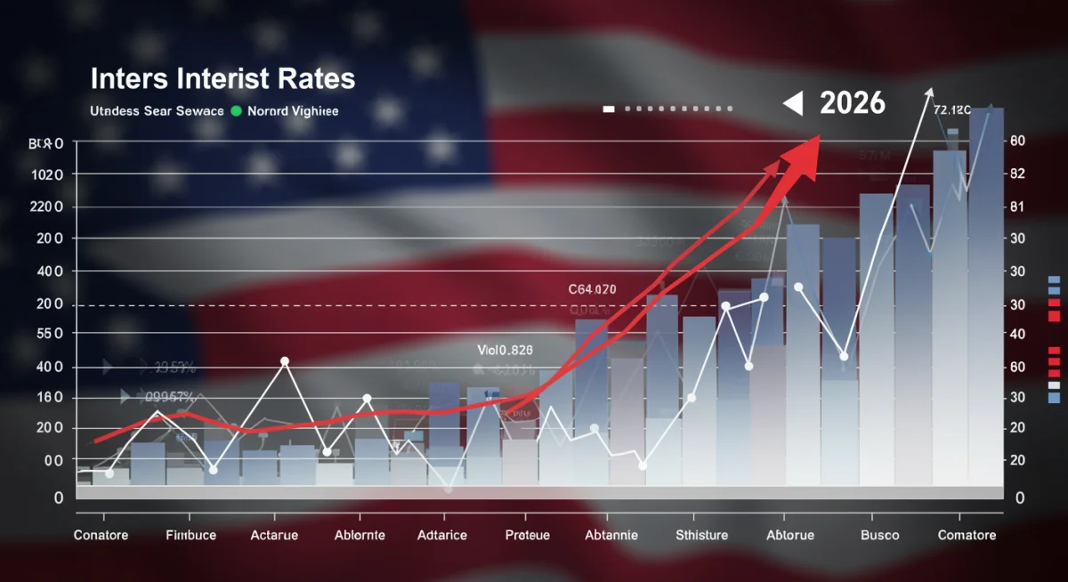Financial chart showing projected interest rate increase in 2026, illustrating economic shifts.