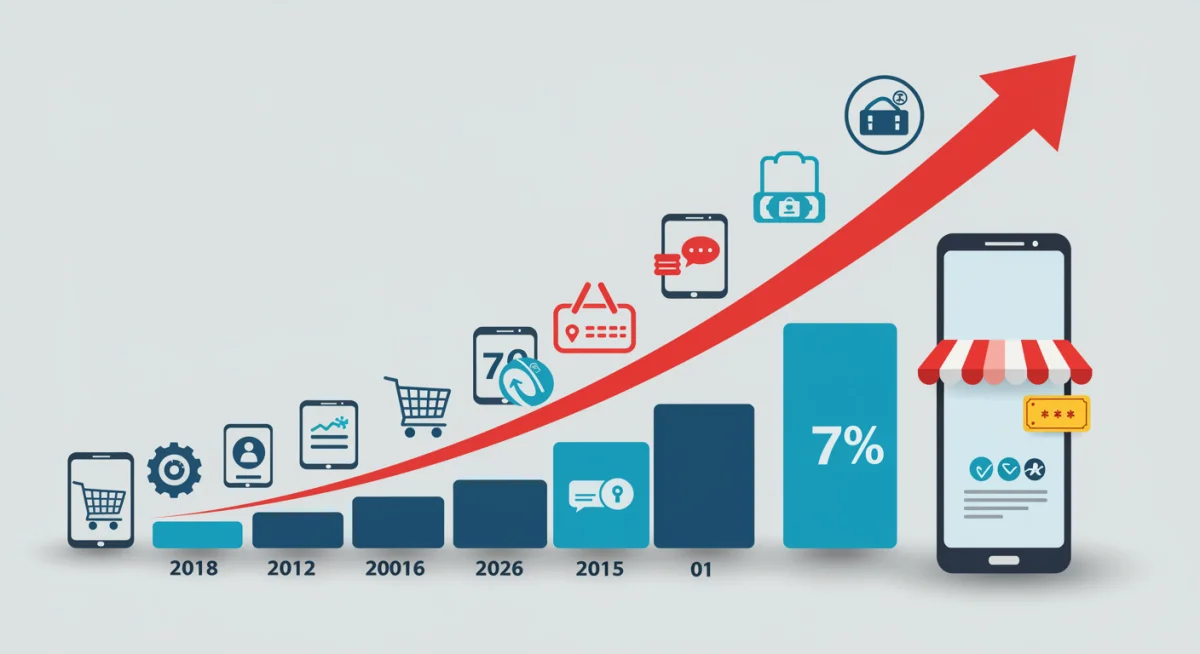 Infographic showing mobile e-commerce growth and market trends
