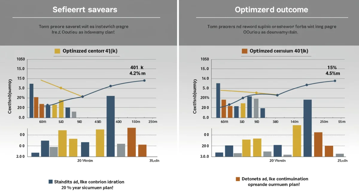 Infographic comparing optimized versus standard 401(k) contributions over 20 years