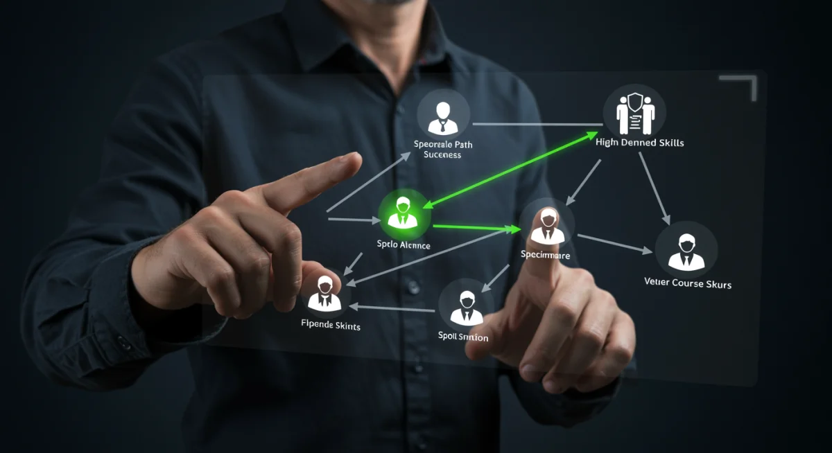 Strategic career path planning with high-demand skills highlighted