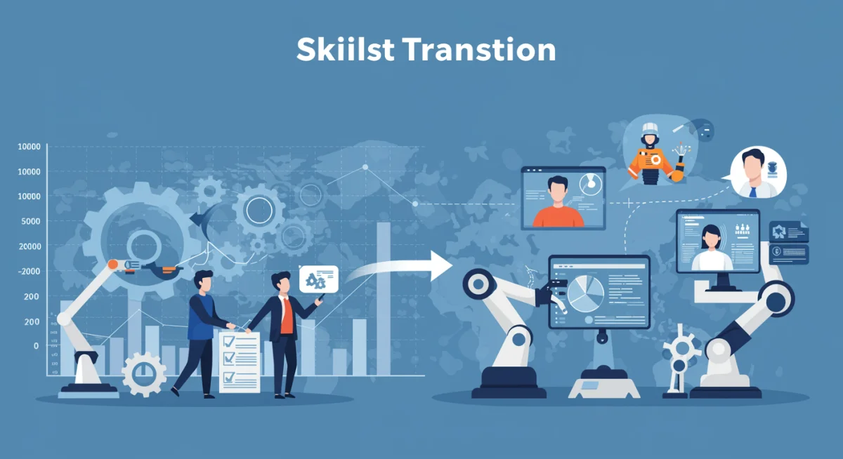 Visualizing skill transition from traditional roles to AI-augmented jobs in the U.S. workforce.