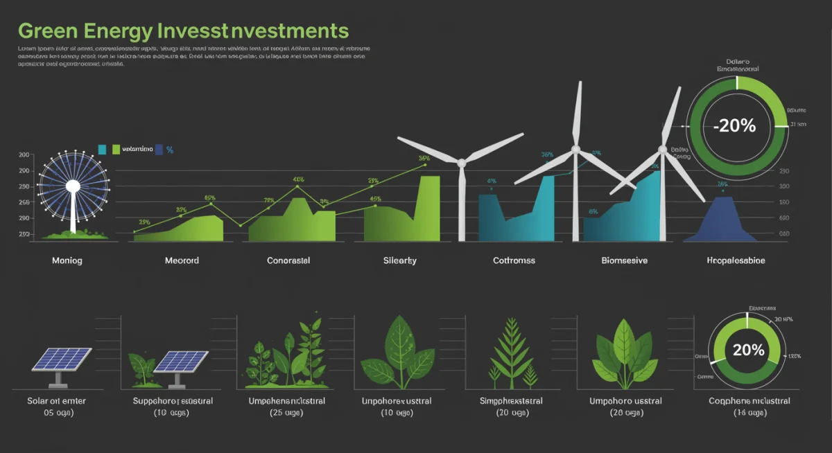 Infographic detailing the breakdown and growth of various green energy investment types.