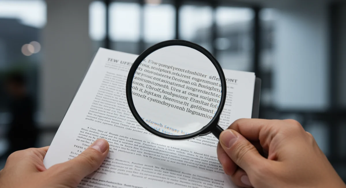 Close-up of hand examining legal document on unemployment benefit changes.