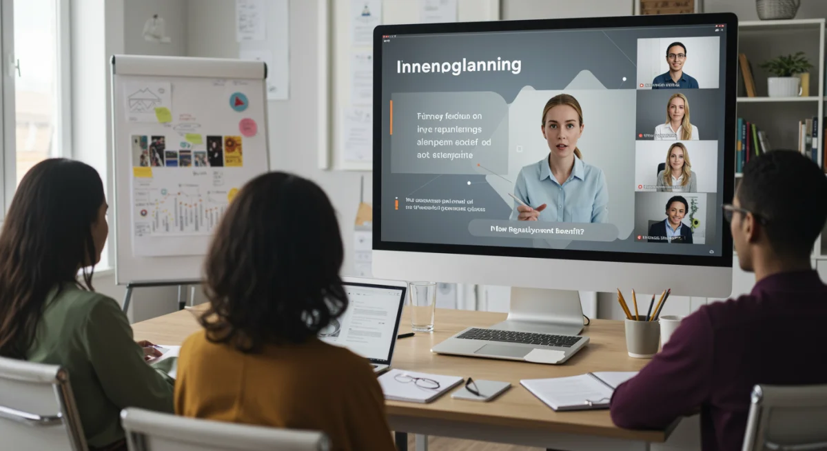 People learning about new unemployment benefit regulations in a virtual seminar.