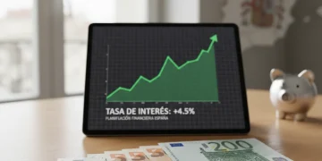 Cuentas de Ahorro España 2026: Top Intereses y Comparativa Detallada Pilas de euros con un gráfico de intereses ascendente, simbolizando el crecimiento del ahorro en España.