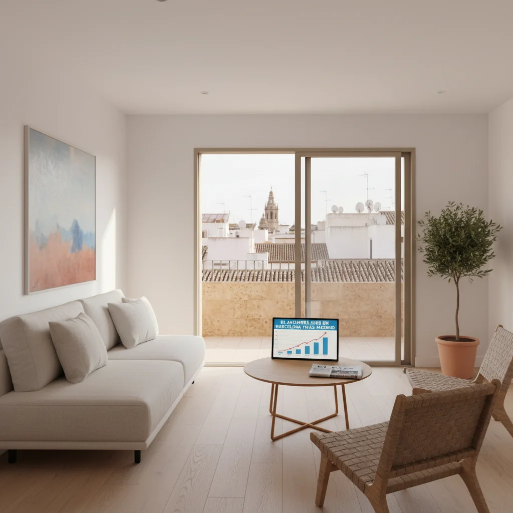 Interior de apartamento moderno en España, ejemplificando el coste de la vivienda.