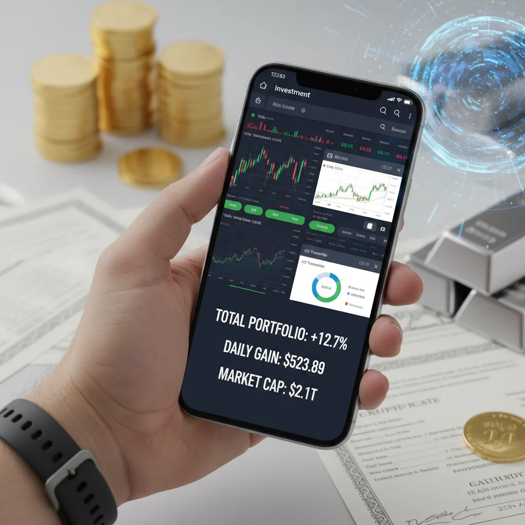 Persona utilizando una aplicación de inversión en un smartphone, mostrando la facilidad de acceso a los mercados.