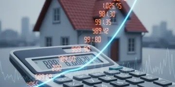 Calculadora mostrando aumento de cuotas hipotecarias por la subida del Euríbor en enero de 2026.