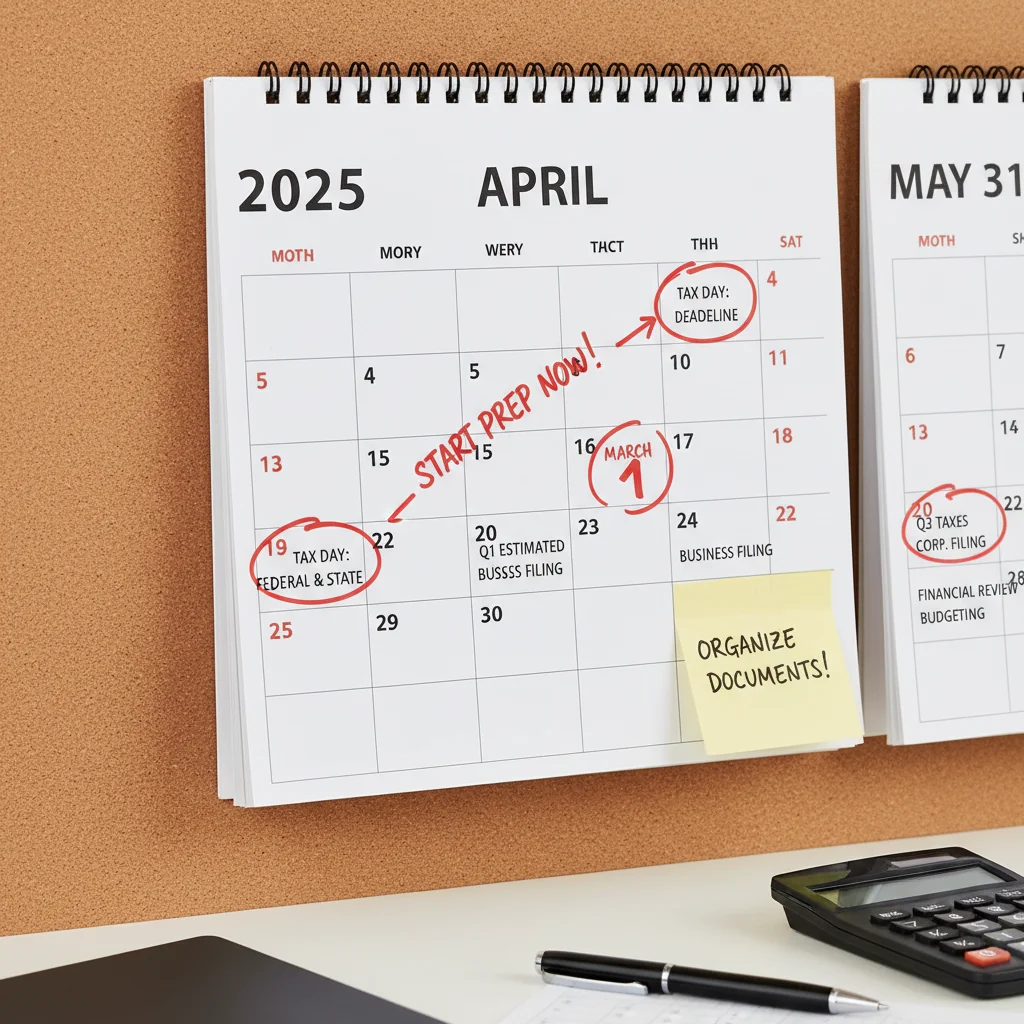 Calendario con fechas importantes marcadas para la declaración de la renta.