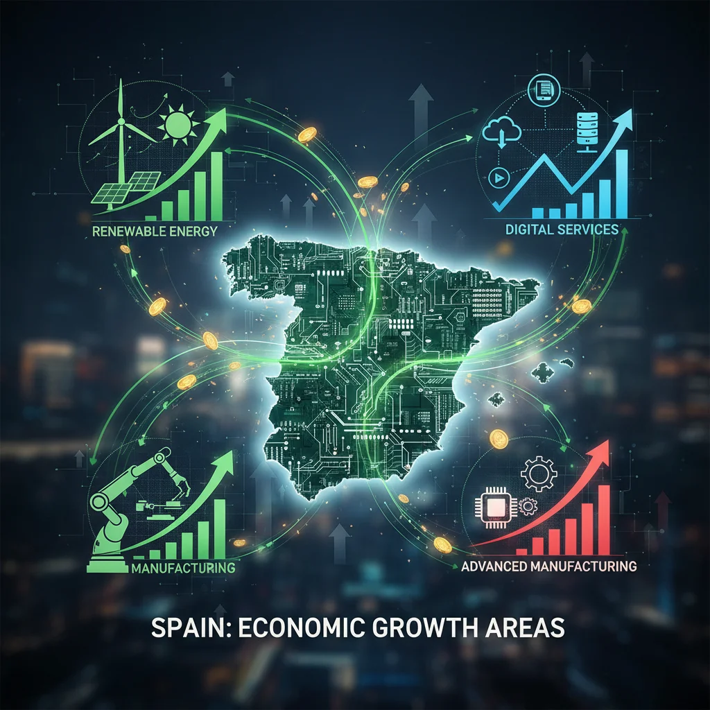 Gráfico de crecimiento de sectores clave en el mercado laboral español