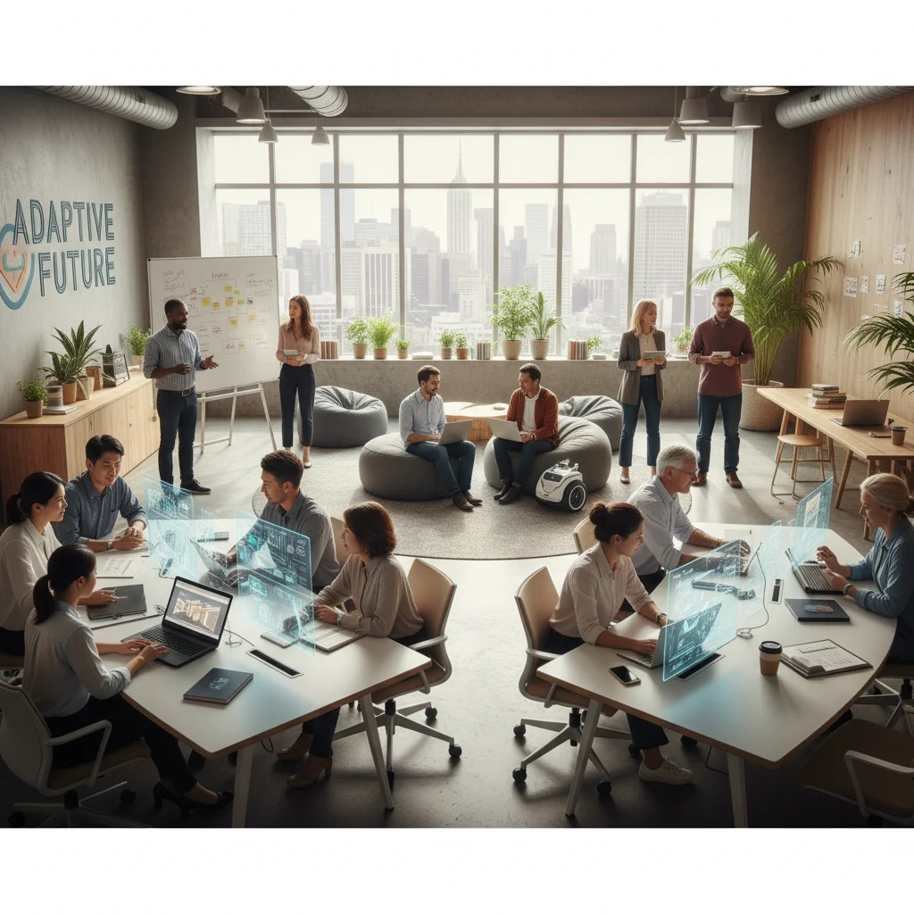 Equipo de trabajo diverso en un entorno de oficina moderno y colaborativo