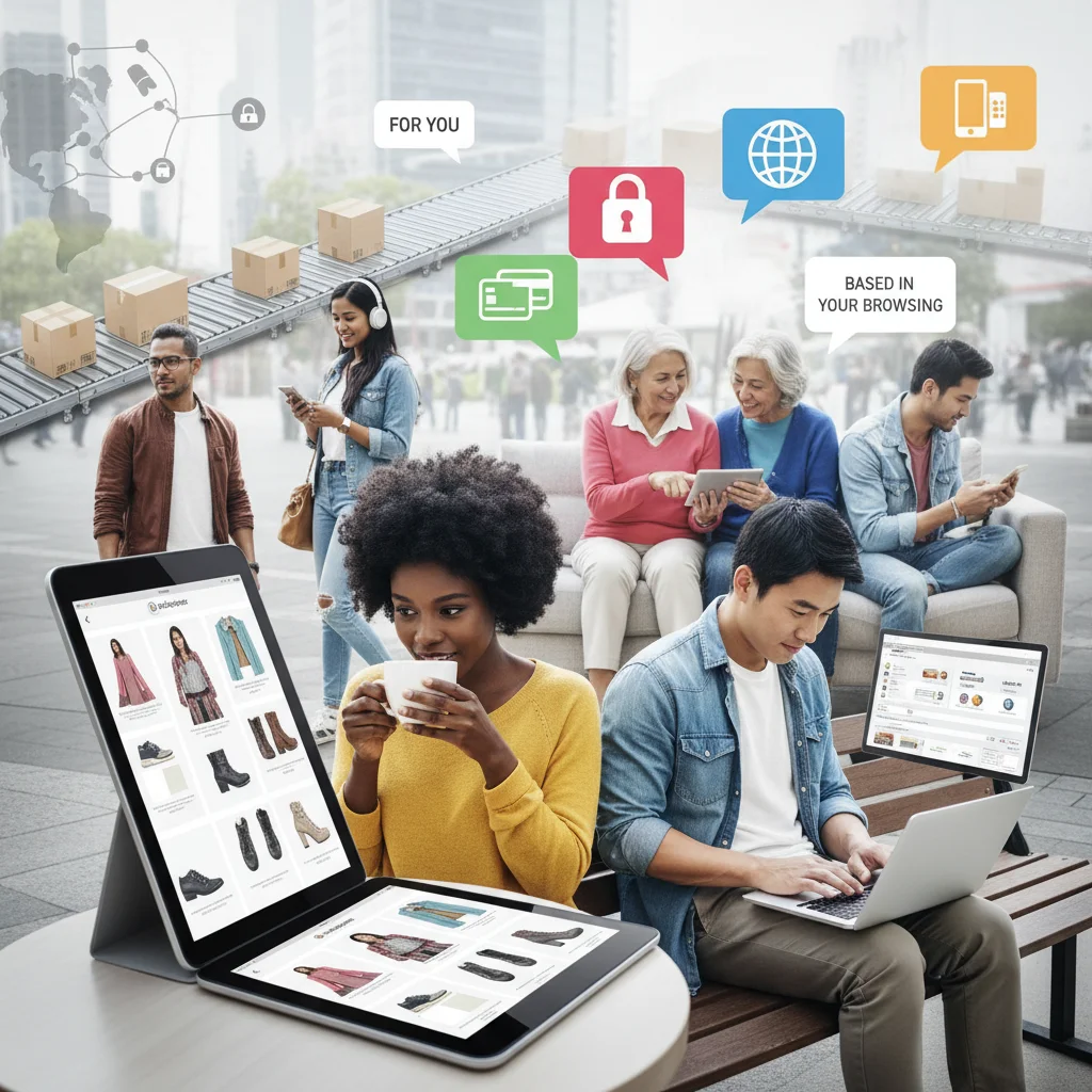 Consumidores interactuando con una experiencia de compra omnicanal en e-commerce