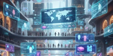 Futuro del e-commerce en España: Personas comprando en un mercado digital innovador para 2026