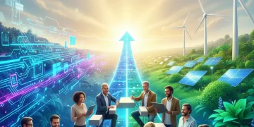 Ilustración digital del Plan de Recuperación de España 2026: digitalización, ecología y sociedad unidas para el futuro.