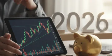 Persona planificando su fondo de emergencia para 2026 con gráficos financieros