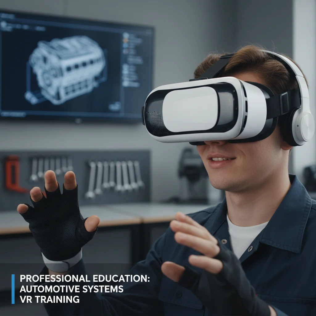 Estudiante usando realidad virtual en un programa de formación profesional innovador.