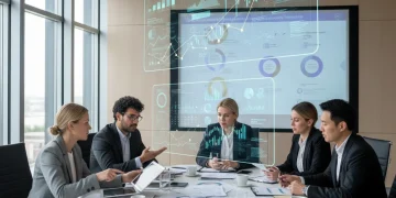 Profesionales empresariales analizando nuevas regulaciones europeas para 2026.