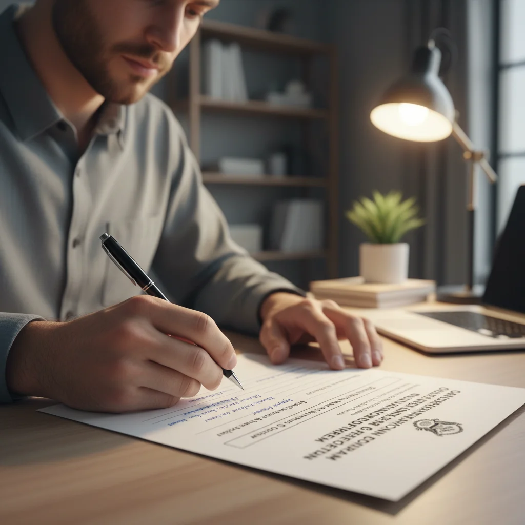 Persona rellenando formulario de solicitud de ayudas para autoempleo