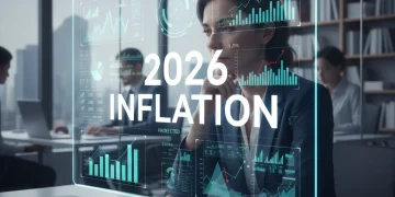 Financial data on screen with '2026 Inflation' text, symbolizing future economic planning.