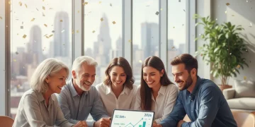 Maximize Your 401(k) 2026: Contribution Limits & Smart Allocation Diverse group happily planning retirement with tablet showing 2026 financial projections
