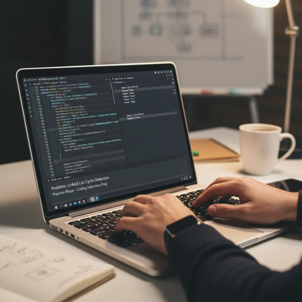 Developer coding algorithms and data structures on laptop
