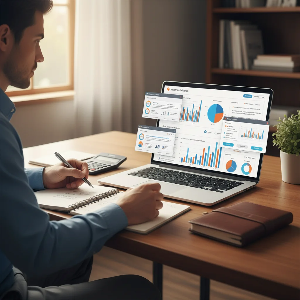 Individual comparing personal loan offers on a laptop, emphasizing careful financial decision-making.