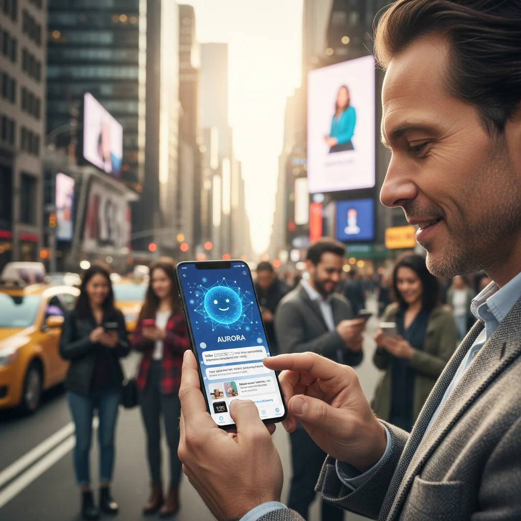 Customer interacting with an AI chatbot on a mobile phone