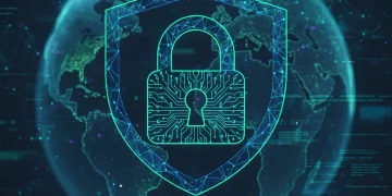Digital Identity Theft 2026: Your Ultimate Guide to Online Protection Futuristic digital lock icon protecting personal data in a global network, symbolizing advanced cybersecurity against digital identity theft in 2026.