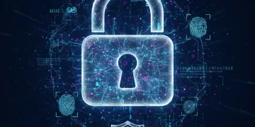 Identity Theft Protection: 5 Crucial Steps for US Citizens in 2026 Digital padlock protecting personal data on a secure network, symbolizing robust identity theft protection for US citizens.